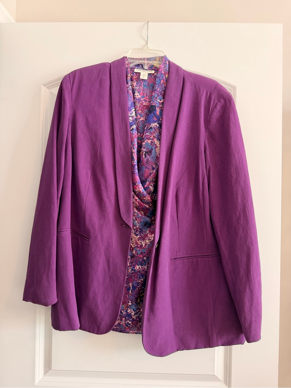 Coldwater Creek Purple Women's Blazer with Floral Print top